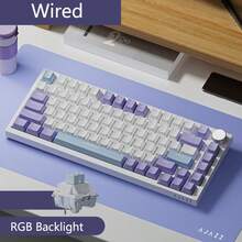 AJAZZ AK820 75% Layout Wired Mechanical Gaming Keyboard, With Volume Knob, South-Facing LED, PBT Keycaps, Programmable RGB Hot-Swappable Switches, Ergonomic Design, Detachable USB-C Cable, Keycap Puller Included - Dual-Hand Use; AK820 - Multicolor - View 13