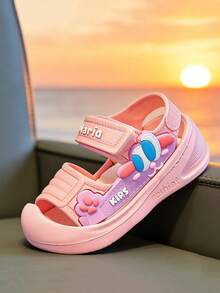 New Baby Toddler Shoes, Cute Cartoon Closed Toe Hook And Loop Sandals For Infants - Pink - View 5