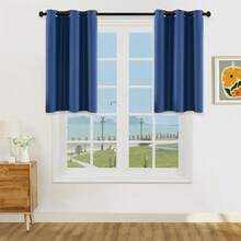 1pc/2pcs Lightweight Pure Blackout Curtains, Metallized Film 100% Blackout Curtains , Top Hanging Rings, Darkens Room Provides Privacy, Living Room/Bedroom Curtains - Navy Blue - View 29
