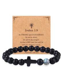 新款哑光串珠手链,配虎眼石和小十字架吊坠,黑曜石手链 - 手鍊 - 查看 35