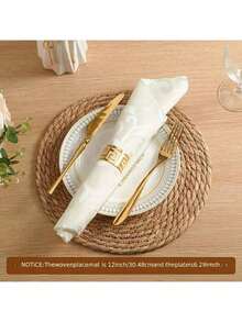 1/4/6pcs Woven Placemats, 12-Inch Round Rattan Placemats, Handmade Natural Woven Placemats, Heat Insulation Mats For Tea Cups, Non-Slip Kitchen Japanese Style Mats, Round Woven American Style Tea Tray Coasters For Tea Sets, Farmhouse Style Woven Placemats, Country Willow Woven Placemats, Perfect For Bohemian Style Dining | Ideal For Restaurants, Parties, Weddings, Home Decor, Christmas Decorations - View 7