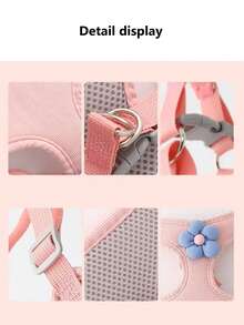 3D立体花卉网眼胸背带及牵引绳，透气猫咪散步牵引绳 - 彩色 - 查看 4