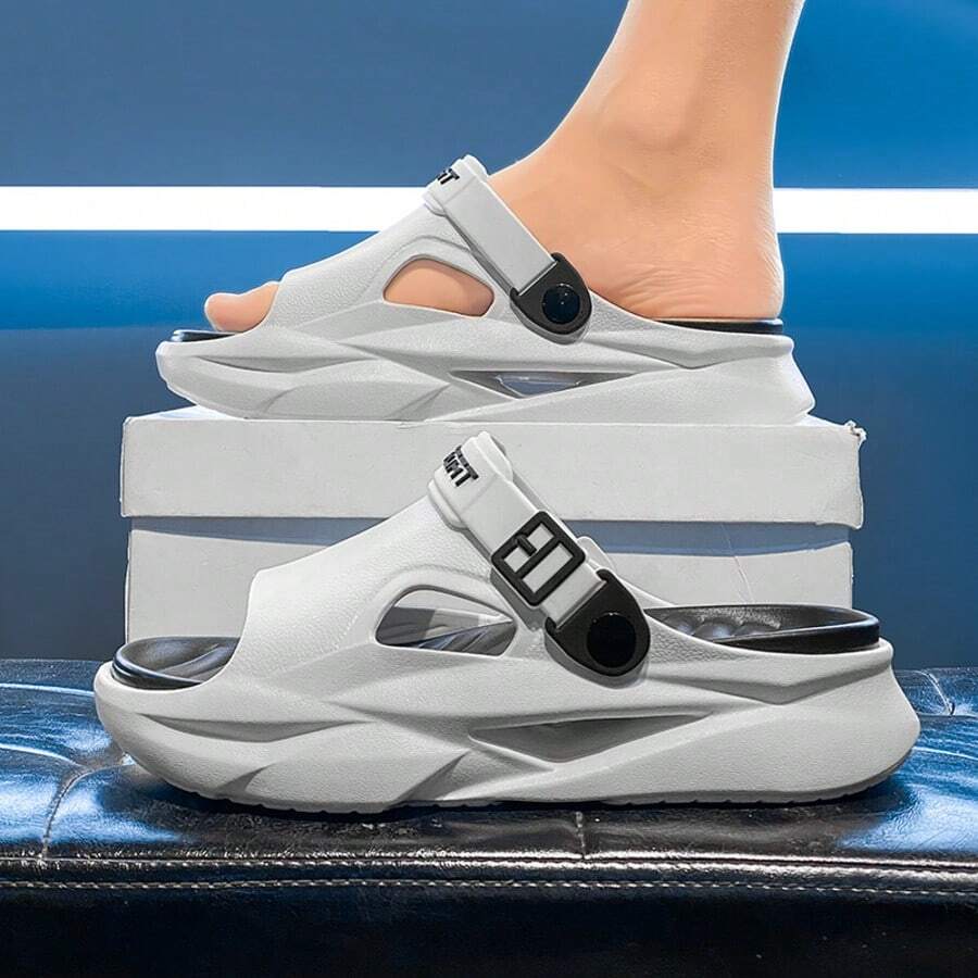 Spring/Summer New Men's Outdoor Anti-Slip Thick Sole Comfortable Beach Sandals, Minimalist Couple Style - White - View 1