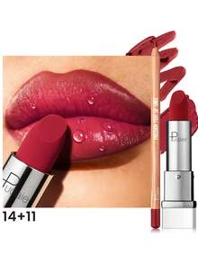 Pudaier Velvet Matte Lipstick & Lip Liner Set, Smooth Texture, Waterproof & Long-Lasting, Creates Beautiful Lip Shape, Perfect Gift For Valentine's Day Or Mother's Day - 14+11 - View 6