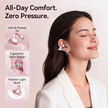 Clip-On Earbuds With Butterfly Earrings, Charge & Store Without Removing Earrings, Comfortable Fit & 50H Playtime Bluetooth Open Ear Headphones For Women, Small Ears, Gifts (Rose Gold) - Vàng hồng - Xem 4