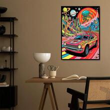 1幅2D DIY钻石画，宇宙奇幻外星人赛车场景，完美的节日礼物 - 查看 7