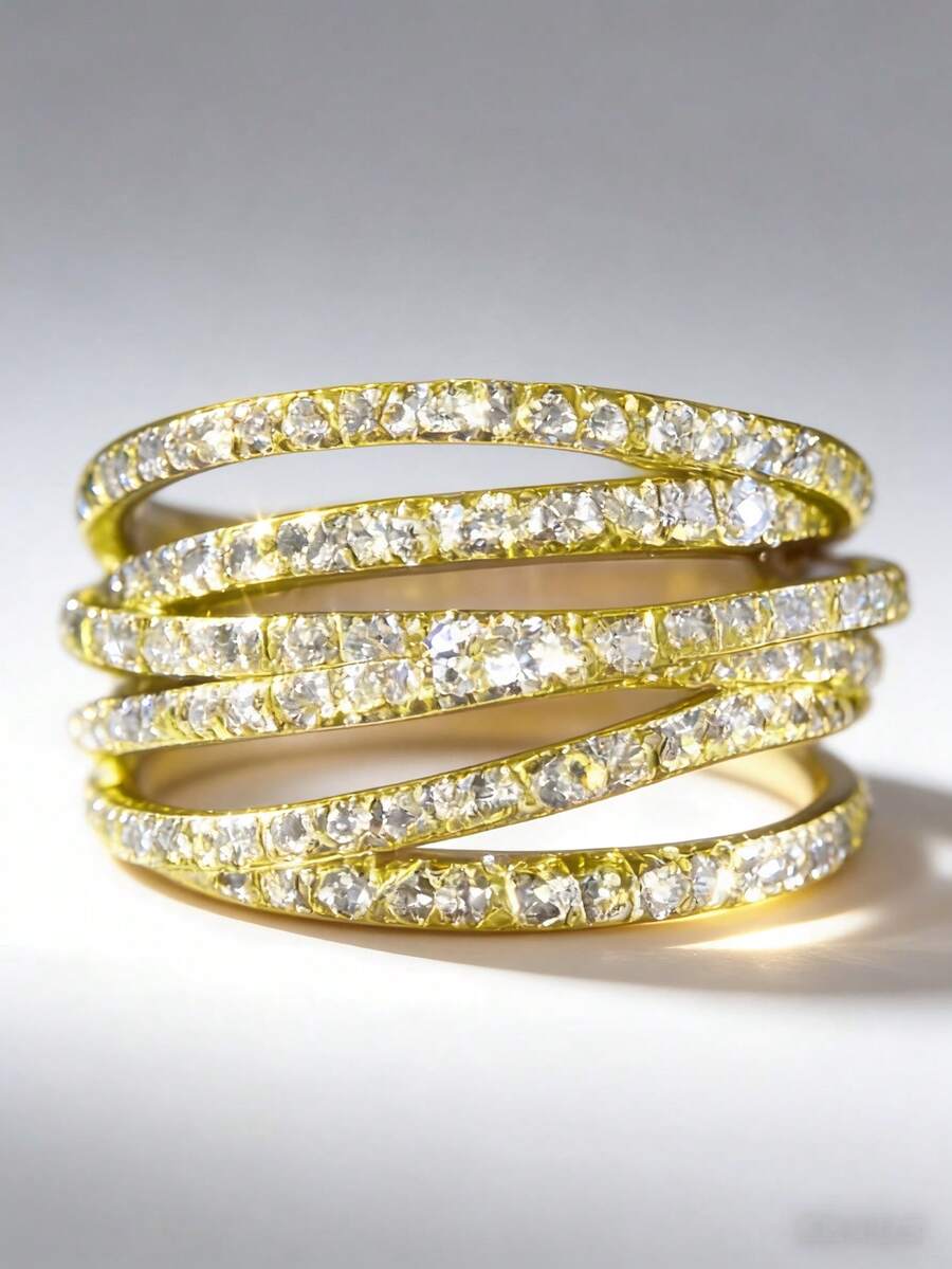 1 Nhẫn Fashion Unlimited Loop Zirconia quà tặng Giáng sinh, đám cưới, người yêu, tiệc tùng, ngày lễ - Vàng - Xem 1