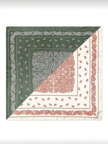 1pc Spring/Summer New Geometric Print Bandana Scarf, Silk Headband, Neck Scarf, Suitable For Daily Use - Multicolor - View 3