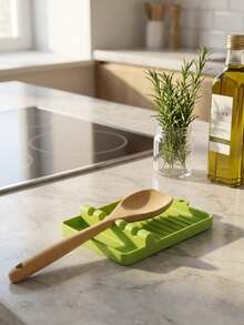 1pc Multi-Function Pot Lid & Ladle Holder, Plastic Kitchen Storage Rack, Spatula Holder, Anti-Drip Stand, Essential Kitchen Tool - Multicolor - View 4