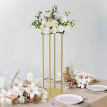 Vincidern 2Pcs Gold Flower Stand Centerpieces For Wedding Party Decor,31.5inch Metal Column Geometric Flower Stand Tall Floor Vase For Table Decorations Home Event Mother's Day Party Supplies - Vàng - Xem 7