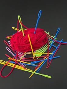 9cm Colorful Plastic Large Eye Needle, For Hands, DIY Knitting Needle For Cross Stitch, Sweater Sewing - Colored Plastic  Pins - View 1