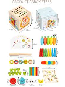 1 Set Wooden Educational Toys For Kids, Multi-Function Shape Matching Puzzle, Early Learning Toys For Baby Focus Training - Multicolor - View 11