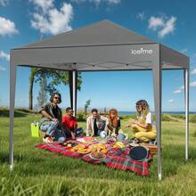 LOEFME Pavilion 2.5x2.5m Blue/Grey Waterproof With/With Side Panels And Windows & UV Protection Party Tent For Garden, Party, Wedding & Market Stall - Grau - 查看 3