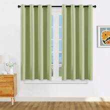 1pc Or 2pcs Available/Lightweight Blackout Curtains/Lightweight Coated 100% Blackout Curtains On /Top Eyelet Metal Ring Curtains/Room Darkening Privacy Curtains/Living Room Curtains/Bedroom Curtains - Green - View 30