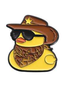 可爱黄色小鸭海盗时尚眼镜帽形金属胸针别针服装配饰 - 彩色 - 查看 8