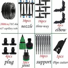 61pcs Automatic Drip Irrigation Set, Quick Connected 1/4 Inch Pipe Diameter Drip Irrigation Fountain Nozzle, Adjustable 360 ° Nozzle, Suitable For Outdoor Drip Irrigation System Accessories, Ground Plug Spray (20m) - Irrigation Kit - View 9
