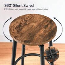 Swivel Backless Bar Stools Set Of 2 Round Adjustable Feet Modern Breakfast Chairs For Kitchen Islands Bar Cafe Rustic Brown Black - 2 - View 4