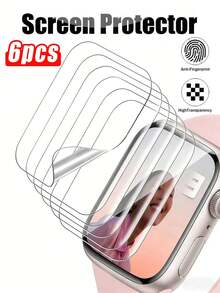 6片装透明兼容水凝胶膜，防刮保护膜，柔软材质，适用于38/40/41/42/44/45/49毫米 Ultra/SE/8/7/6/5/4/3/2/1 - 無色 - 查看 13