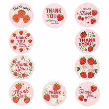 500pcs Pink Strawberry English Gratitude Doodle Stickers, 1 Inch Round 10 Cartoon Patterns, Suitable For Scrapbooking, Diary, Cards, Gift Wrapping, Daily And Holiday Parties, PVC Sticker Decals - Strawberry (English Thank You) - View 6