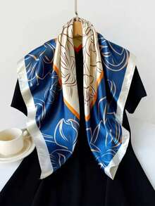 1PC Women's New Spring/Fall Lightweight Floral Print Scarf Mom's Scarf & Women's Shawl Two-In-One - Multicolor - View 3