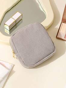 Portable Period Bag With Zipper Discreet Privacy Protection Soft Corduroy Napkin Storage Bags For Women And Girls Menstrual Pad Tampon Holder Versatile Makeup Bag Neat Mini Cosmetic Bag Jewelry Organzier Room Decor Office Desk Dorm Room Bathroom Gym Cruise Apartment Camping Beach Business Holiday Back To School Travel Essentials Accessories Gift For Mom Teachers And Girlfriends - Multicolor - View 11