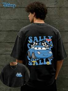 Disney's Best-Selling Racing 2026 Summer Pure Cotton T-Shirt, Summer New Men's Cartoon Loose Short Sleeved Shirt, Disney Couple's Breathable T-Shirt, 230G Washed High-Quality Cotton Double-Sided Printed T-Shirt, Summer Women's Slimming Versatile Top, Cars Retro Distressed Casual T-Shirt, Disney Racing Retro Printed T-Shirt, Disney SALLY Cartoon Loose Short Sleeved Shirt, The Best Gift For Friends - Black - View 1