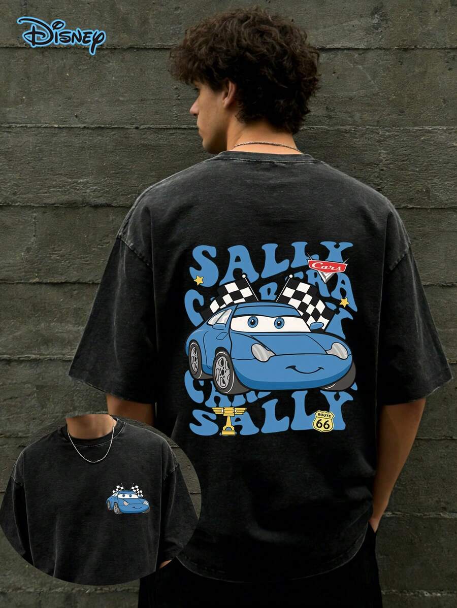 Disney's Best-Selling Racing 2026 Summer Pure Cotton T-Shirt, Summer New Men's Cartoon Loose Short Sleeved Shirt, Disney Couple's Breathable T-Shirt, 230G Washed High-Quality Cotton Double-Sided Printed T-Shirt, Summer Women's Slimming Versatile Top, Cars Retro Distressed Casual T-Shirt, Disney Racing Retro Printed T-Shirt, Disney SALLY Cartoon Loose Short Sleeved Shirt, The Best Gift For Friends - Black - View 1