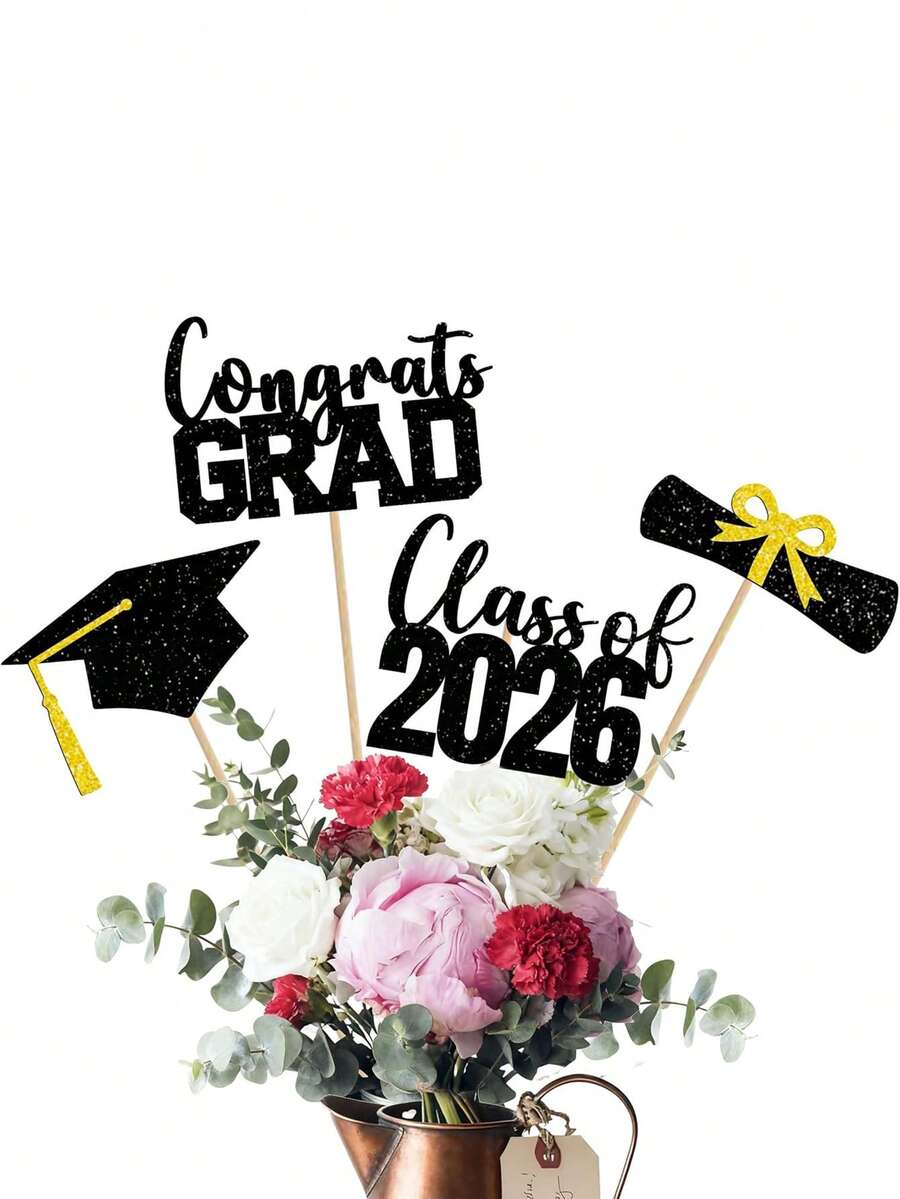 1set/16pcs-Class Of 2026 Centerpieces Sticks For Graduation, Graduation Table Centerpieces, Grad Party Decorations With Sticks, Graduation Theme Party Decorations Supply,Graduation Decoration - View 1