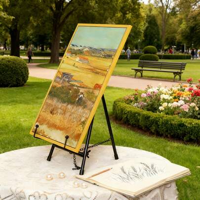 1 pièce Chevalet en fer artistique à angle réglable, 2 tailles - Robuste et durable | Polyvalent, convient pour le salon, la galerie, l'exposition, la décoration de mariage | Essentiel pour la peinture en extérieur, excellent cadeau pour les étudiants en art !