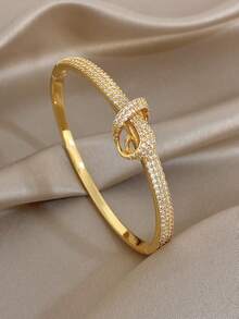Elegant & Delicate Twisted Bangle Set, 18K Gold Plated Thin Bracelets For Women, Suitable For Daily Wear, Party, Valentine's Day, Wedding, Music Festival, Mother's Day, Jewelry Gift - Multicolor - View 8
