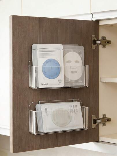 Mirrored Cabinet Storage Box, Makeup Organizer For Cosmetics, Face Masks, Lipsticks, Bathroom Cabinet, Wall-Mounted Rack For Small Items, Transparent Hidden Storage Box For Bedroom, Bathroom, Kitchen
