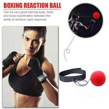 Pelota de entrenamiento de boxeo para niños, juego individual con diadema, interacción entre padres e hijos, pelota de reflejo de boxeo para perforación de reacción RQDF - 1 Juego de Pelota de Boxeo - Ver 3
