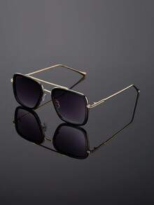 一副男士双梁金属框时尚眼镜，日常佩戴时尚百搭 - 復古飛行員邊框 - 查看 8