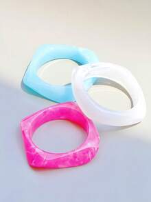 Bộ 3 vòng tay hình học phóng khoáng, phụ kiện trang sức đa năng cho đeo hàng ngày, dự tiệc, du lịch, phong cách Boho. - Vòng tay hình học - J - Xem 3