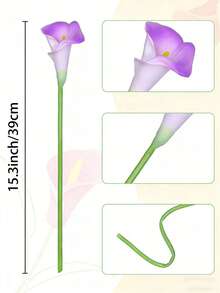 12/6/1支 40厘米白色人造马蹄莲花，PU材质仿真马蹄莲花束，适用于家居、婚礼、室内/室外装饰、花园、派对、波西米亚风、节日、母亲节、生日、约会礼物 - 紫色 - 查看 7