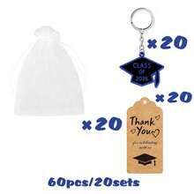 60 piezas Llaveros de recuerdos de fiesta de graduación 2026, llaveros de recuerdos de graduación, regalos para graduados, suministros de graduación para estudiantes universitarios (azul y negro) - azul-negro - Ver 8