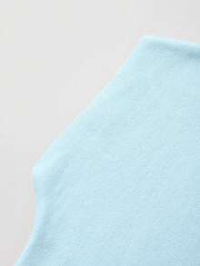 Camiseta sin mangas de punto para mujer, nueva colección primavera/verano, de estilo minimalista y elegante, con cuello redondo, diseño sin mangas, decoración con botón con forma de corazón, top corto y ajustado en color rosa, adecuado para uso casual, trabajo, viajes, citas, ceremonias de graduación y fiestas - azul claro - Ver 8