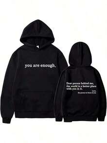 New Women's  HoodiesModa Masculina Explosiva Mangas CortasYou Are Enough Dear Person Behind Me Sweatshirts Casual Graphic Letter Print Sleeve Hoodie Gift     2026 New Women's Hoodie Autumn Winter  Oversized Y2K Aesthetic Sweatshirt - 黑色 - 查看 7