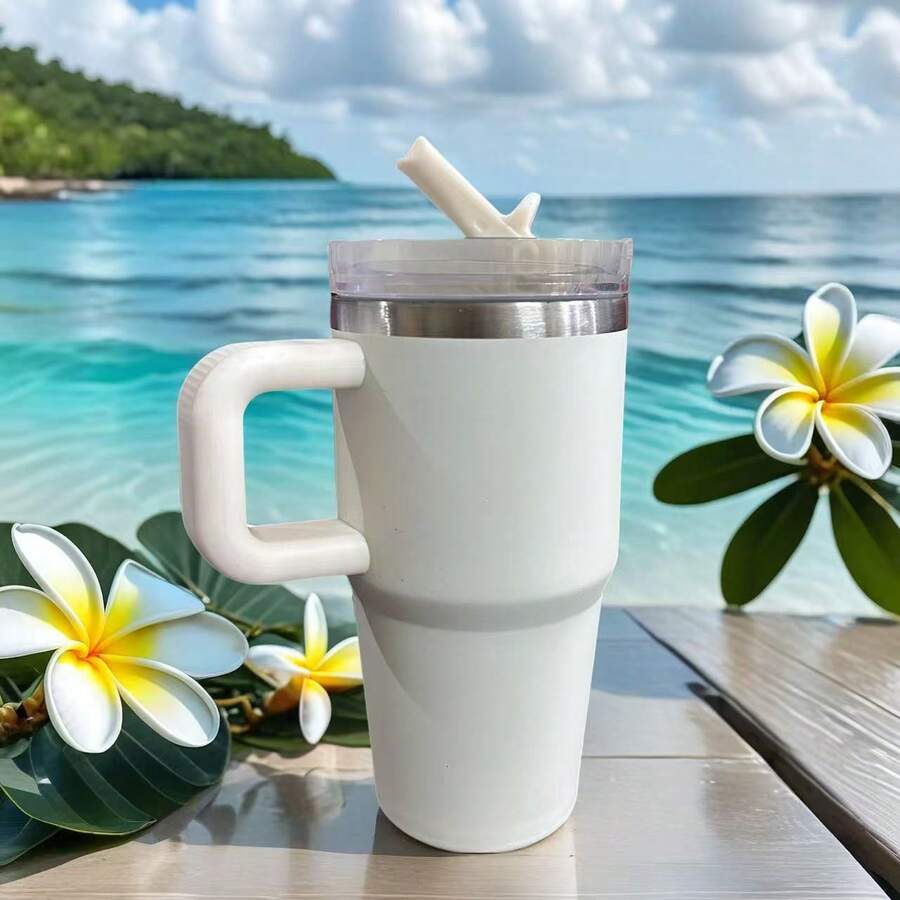 Mini Thermal Cup 360ml Stainless Steel With Acrylic Lid - Generic - Apricot - View 1