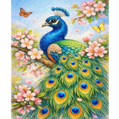 1pc 2D DIY Diamond Painting Peacock, Full Drill Diamond Art For Living Room Decor, Handmade DIY Diamond Sticker Painting, Suitable For Bedroom, Entryway Wall Art, Perfect Holiday Gift