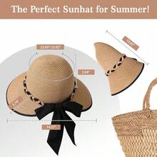 1pc Women's Fashion Wide Brim Sun Hat, Foldable Design, Suitable For Summer Beach Trips, Pairs Well With Various Outfits, Showcases Elegant Charm. - Sun Hat - View 3