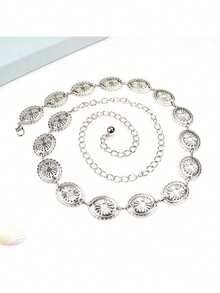 1pc Shiny Silver Faux Gemstone Crystal Beaded Exaggerated Fashion Wedding Dress Belt, Bridal Sash, Bridesmaid Dress Sash, Handmade Rhinestone Waist Belt, Suitable For Prom Dresses - Multicolor - View 3