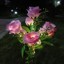 1/2/4PCS 7 Heads Solar Rose Flower Lights, Outdoor Garden Decoration, Ground Plug Lawn Lights, LED Simulation Flower Lights, Solar Decorative Lights For Patio, Yard, Landscape, Pathway, Lawn, Sidewalks(Pink, White, Blue, Yellow, Red, Purple) - 7 Large Royal Roses - View 30