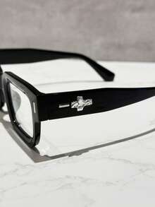 1 Pair Unisex Rectangular Classic Fashion Eyeglasses Frame, Suitable For Computer, Gaming, TV, Mobile Phone And Daily Wear - Clear - View 4