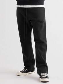 Essentials -Fear Of God SS22 Collection Wide Leg Sweatpants, Unisex High Waist Design, Loose Relaxed Silhouette, Premium Durable Cotton Blend, Elastic Waist With Drawstring, Vintage Washed Finish, Minimalist Streetwear, Comfortable Loungewear For Spring & Summer - YẾN MẠCH ĐEN - Xem 6