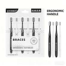 6pcs Adult Soft Bristle Toothbrushes, Curved U-Shaped Head, Suitable For Braces & Sensitive Teeth Daily Care - Multicolor - View 2