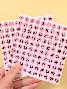 300张（3张）/套 粉色数字贴纸 1-100 阿拉伯数字圆形标签，多用途自粘贴纸，教师及学校用品，返校季 - Pink - 查看 5