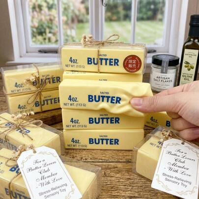 1 pieza Juguete suave para exprimir mantequilla - Bastón de alivio de presión suave relleno de humedad, adecuado para alivio de ansiedad, juguetes de aula, recuerdos de fiesta, rellenos de bolsas de regalo, regalos de Pascua, regalos de regreso a la escuela, regalo perfecto para familiares y amigos
