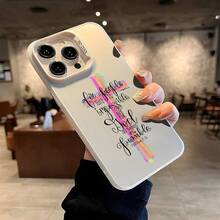 Cross & Letter Graphic Phone Case, Compatible With Iphone 17/16/15/14/13/12/11/XS/XR/X/7/8 Plus/Pro/Max/Mini - Creative Fashion Personalized Full-Body Shockproof Protection - Black - View 5