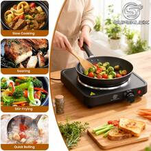 SUPERLEX 1500W Electric Stove, 4-In-1 Induction Cooker Table, Portable Cooking Hot Plate, 5-Speed Temperature Control Portable Cooking Hot Plate, Heating Indicator Light, Overheating Protection. Suitable For All Cookers, Suitable For RV/Home/Camping/Apartment - Ver 5